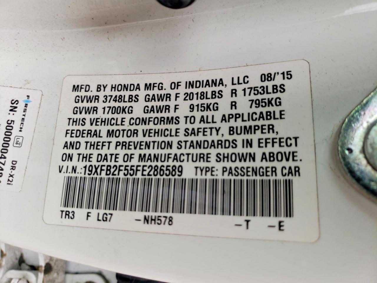 2015 HONDA CIVIC LX photo 12