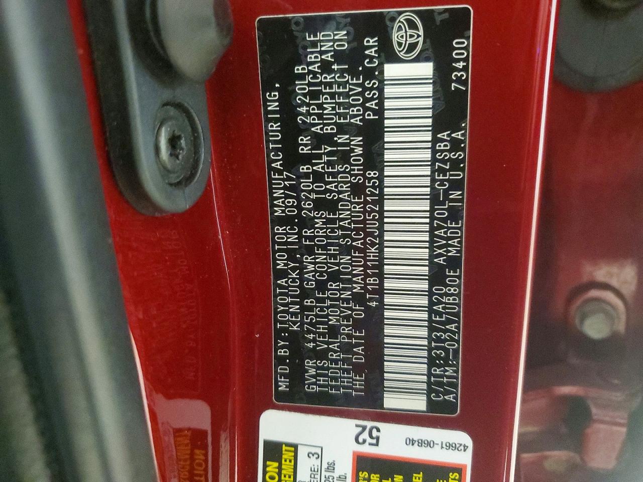 2018 TOYOTA CAMRY SE photo 12
