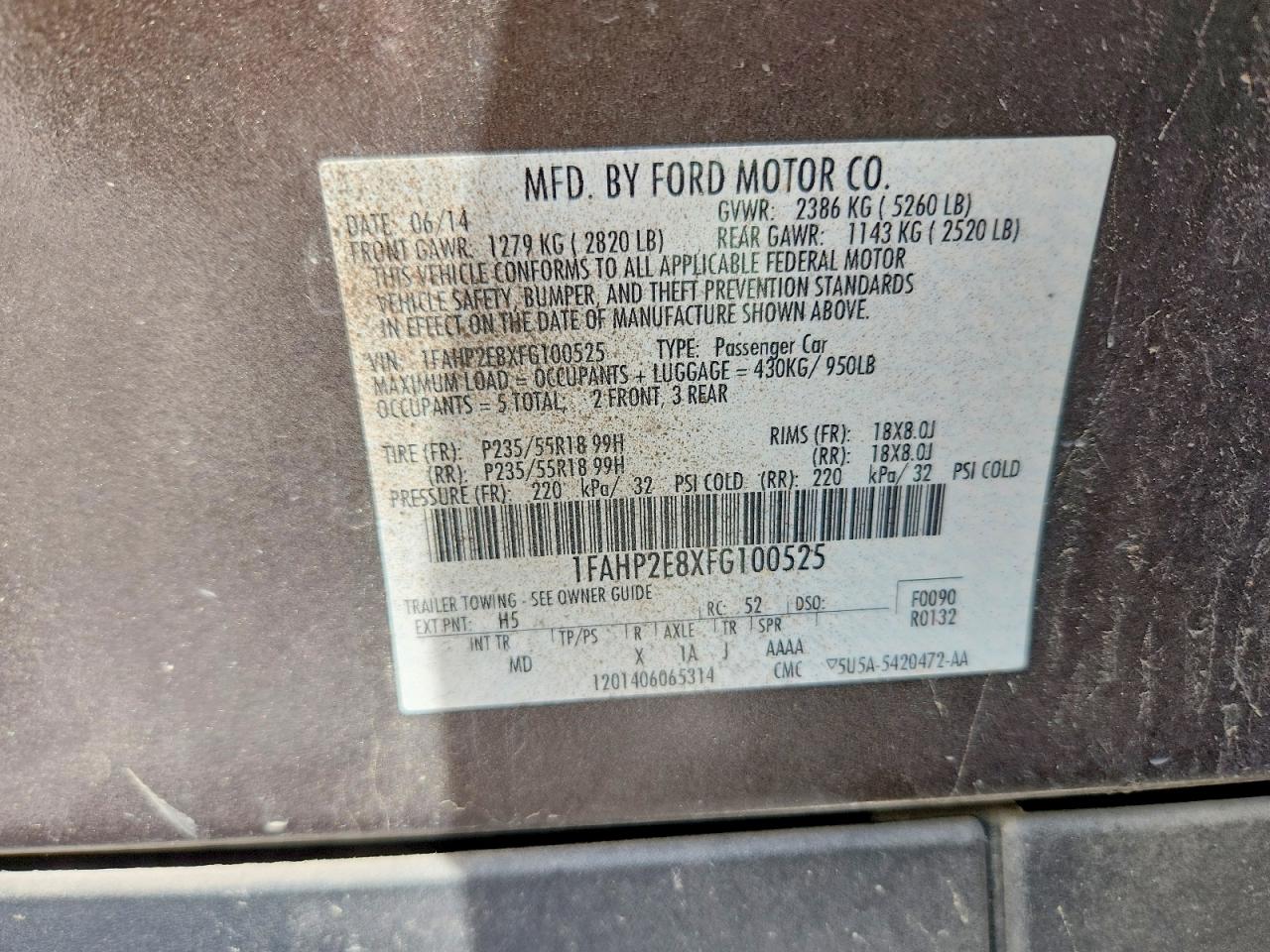 2015 FORD TAURUS SEL photo 34