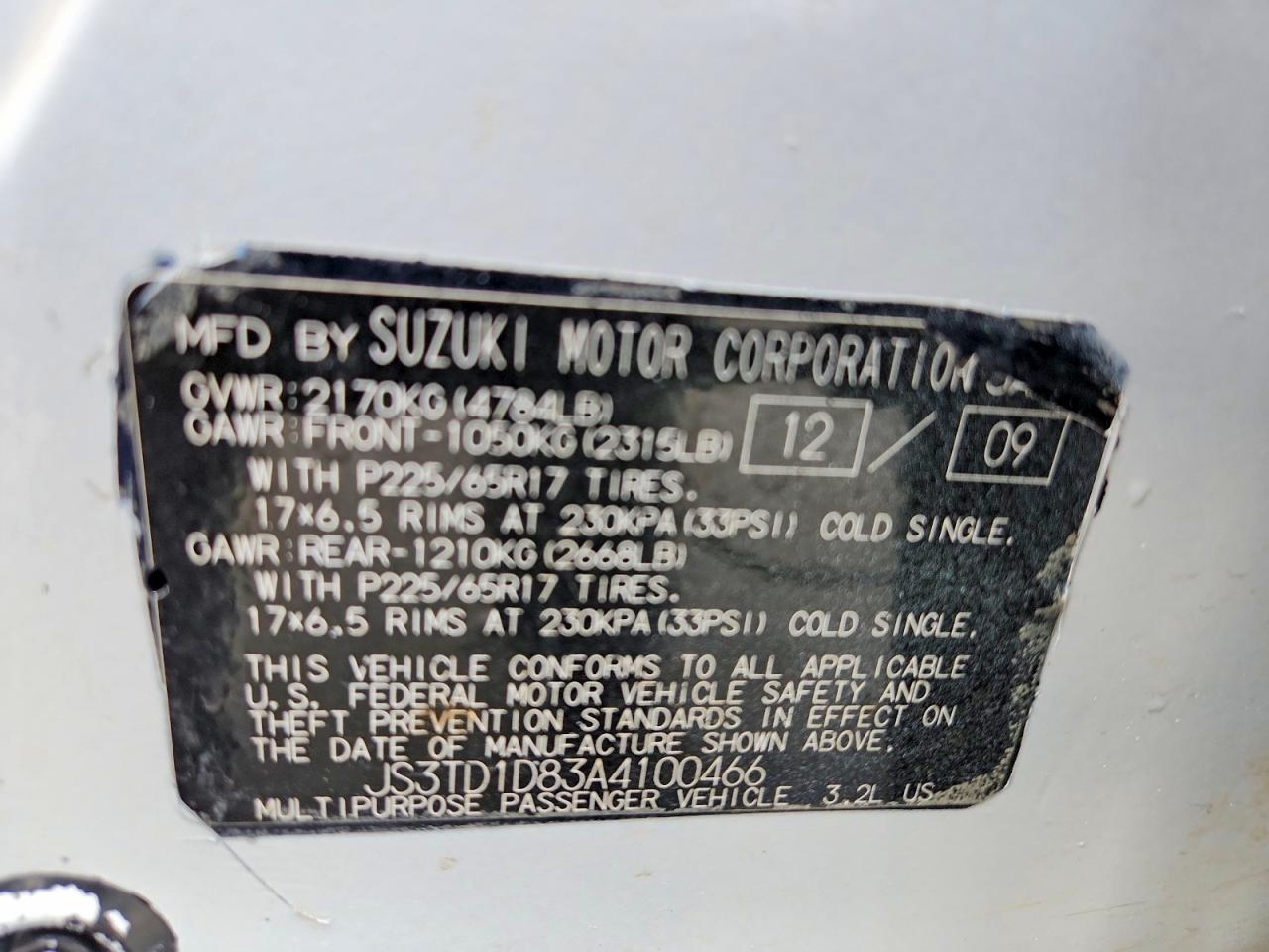 2010 SUZUKI GRAND VITARA XSPORT photo 14