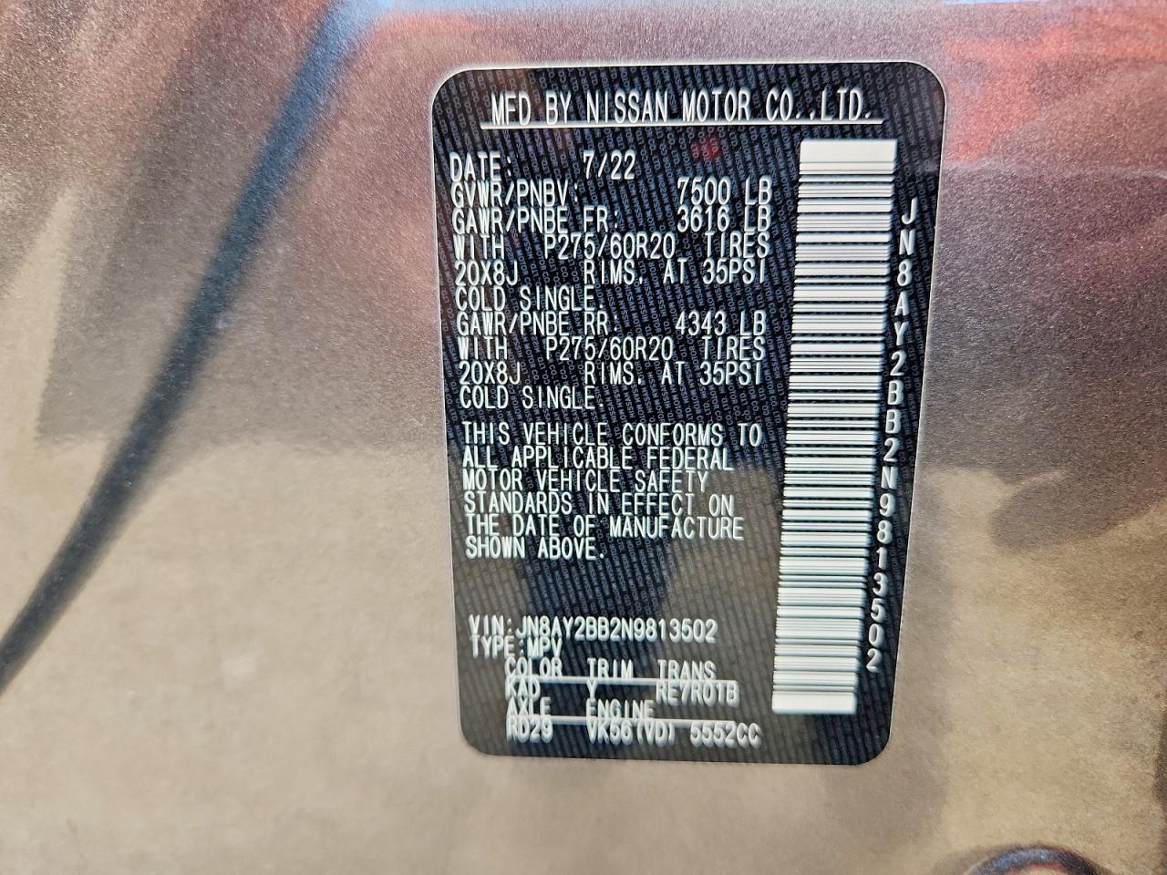 2022 NISSAN ARMADA SL photo 25