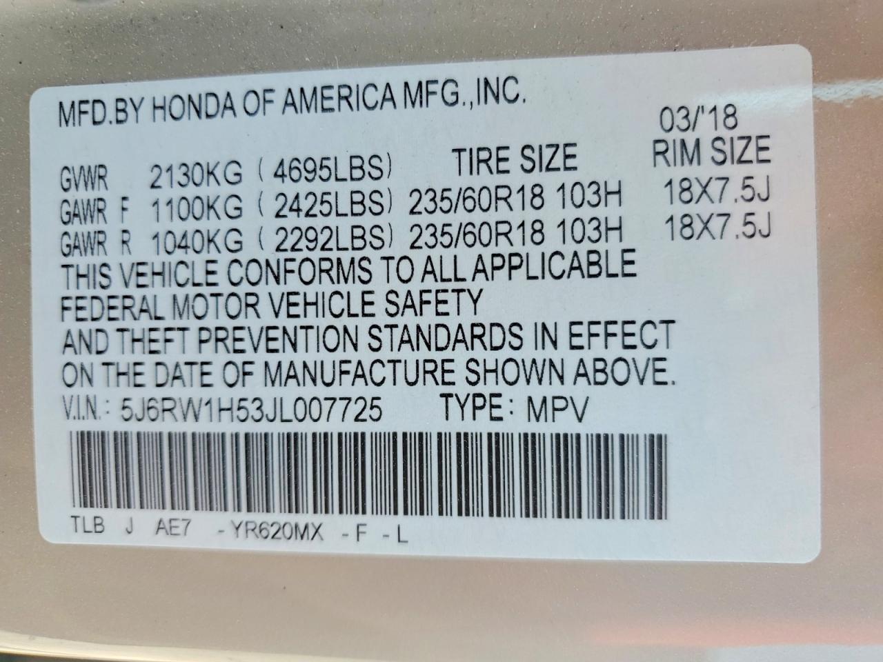 2018 HONDA CR-V EX photo 25