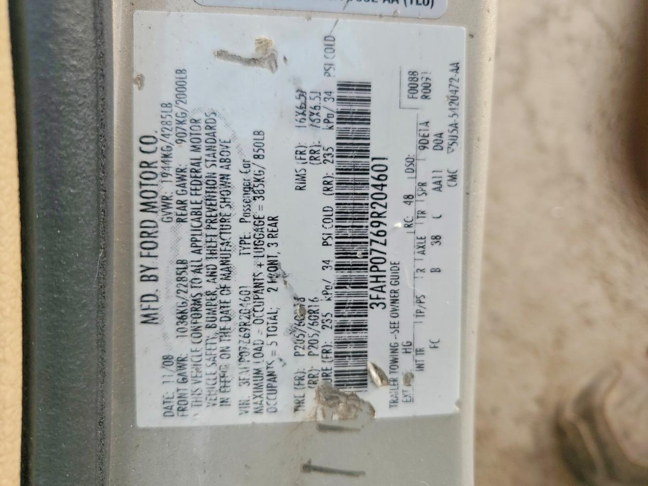 2009 FORD FUSION SE photo 23