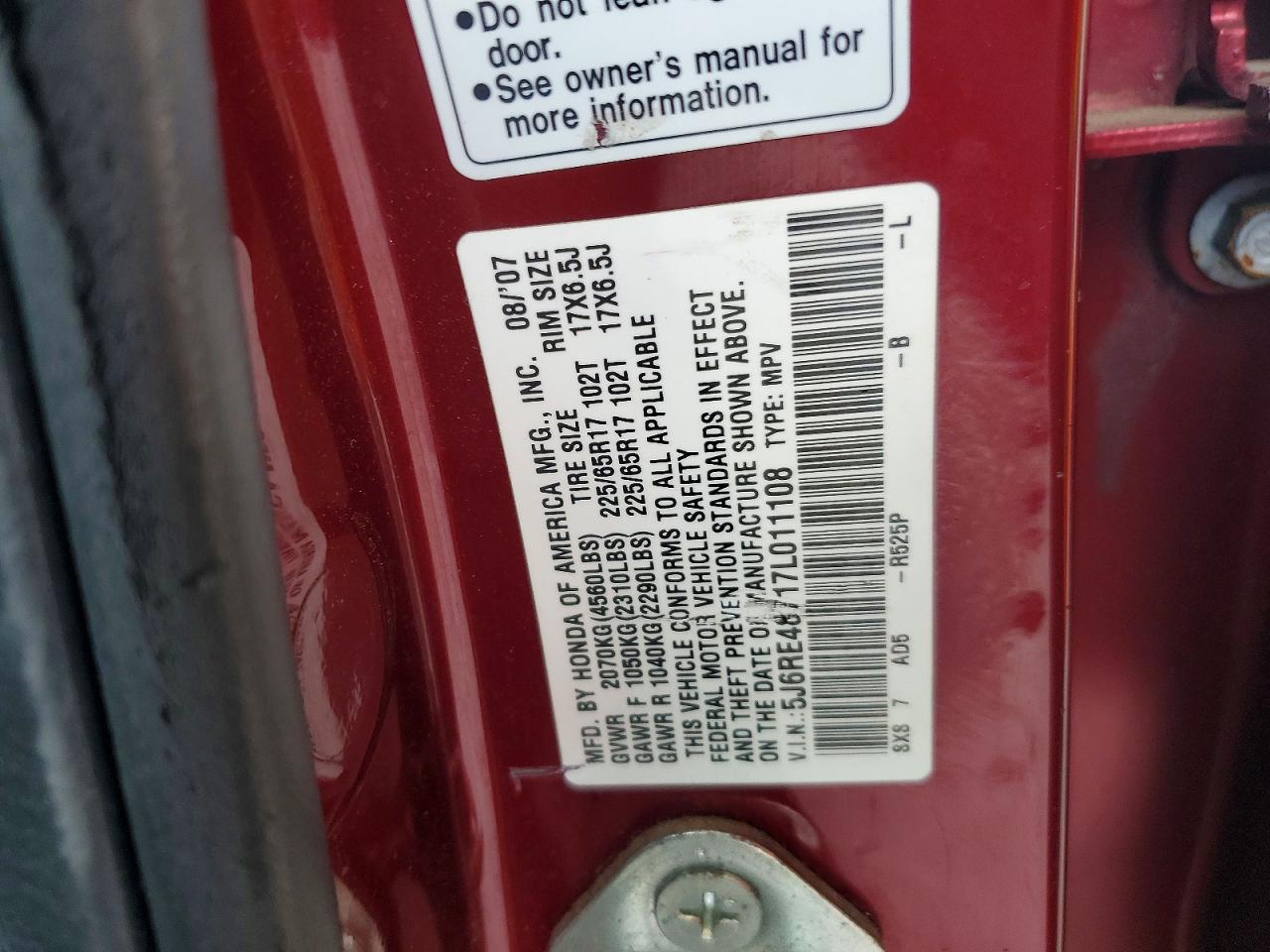 2007 HONDA CR-V EXL photo 13