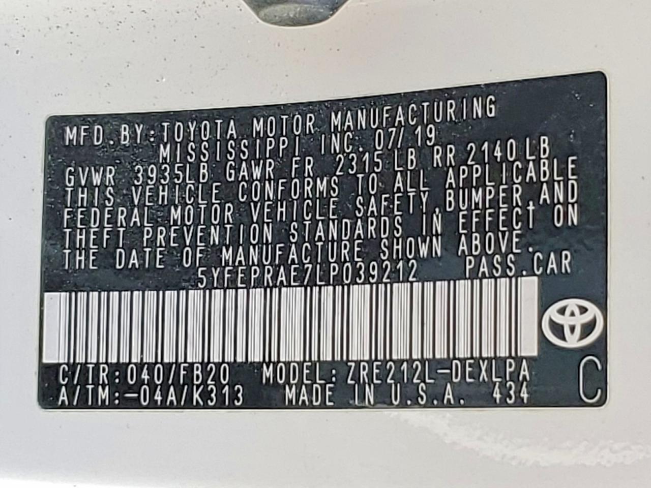 2020 TOYOTA COROLLA LE photo 23