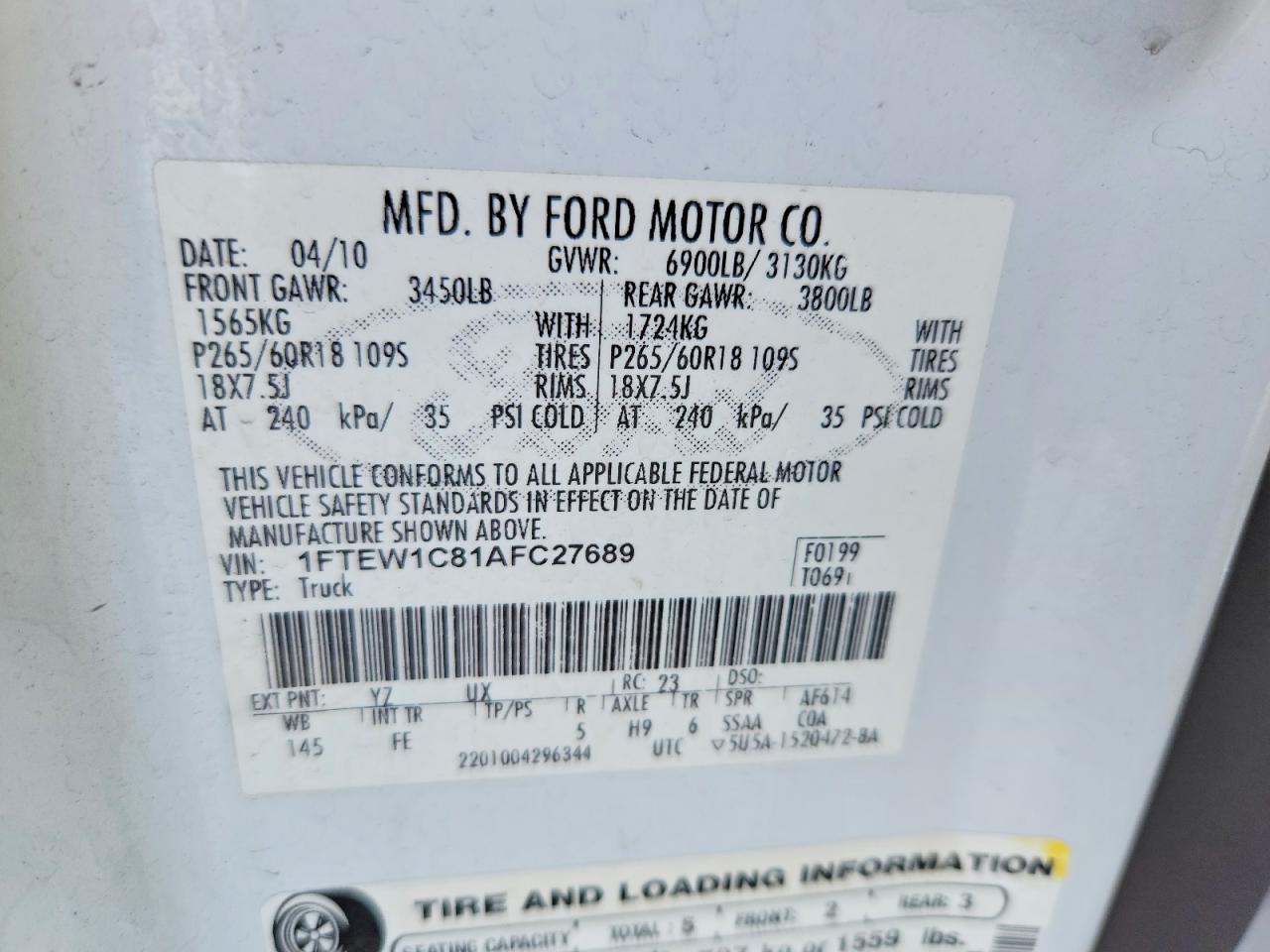 2010 FORD F150 SUPERCREW photo 12