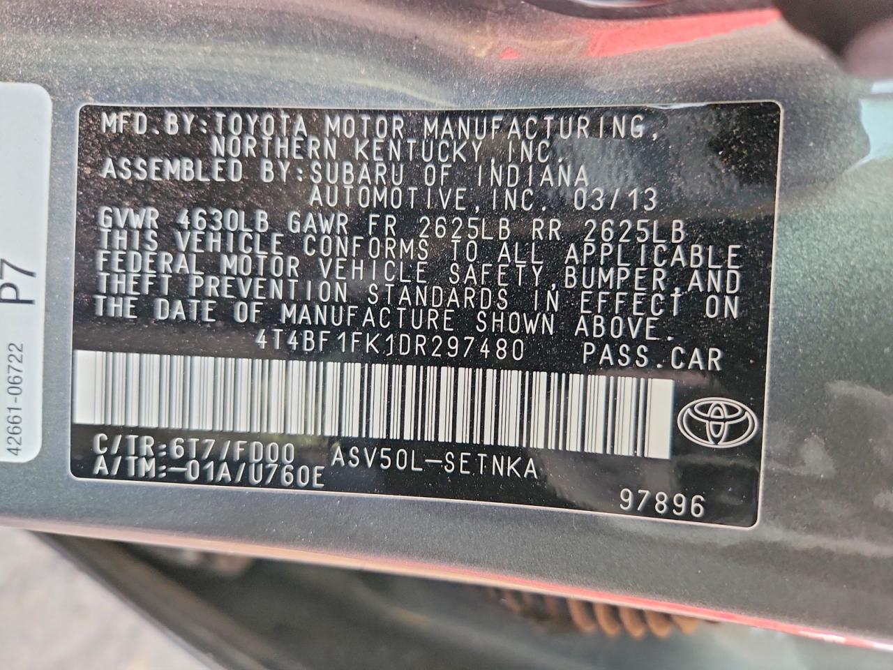 2013 TOYOTA CAMRY LE photo 12