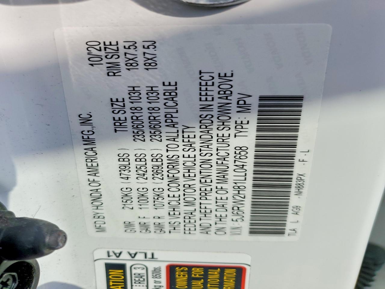 2020 HONDA CR-V EXL photo 37