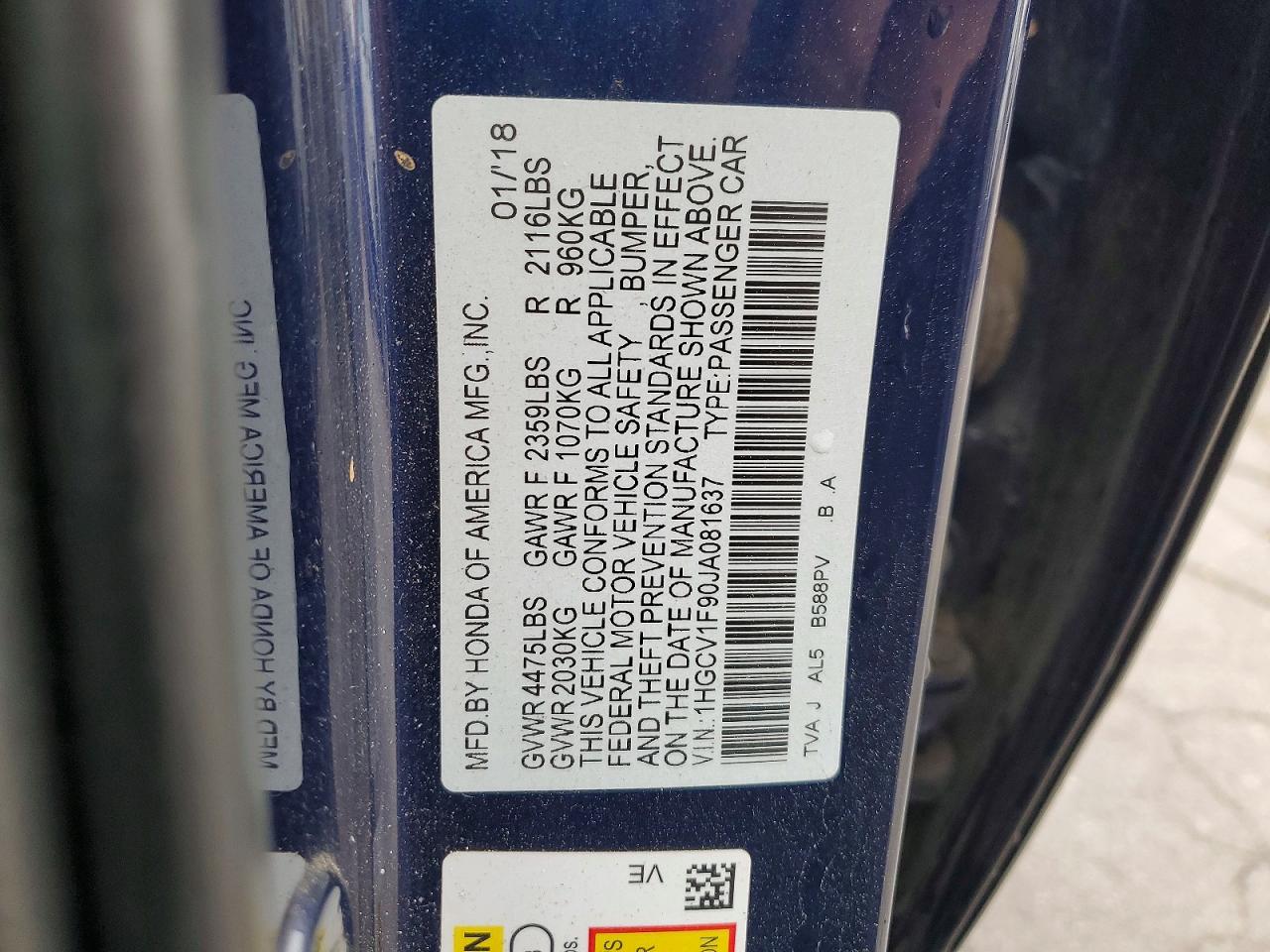2018 HONDA ACCORD TOURING photo 37