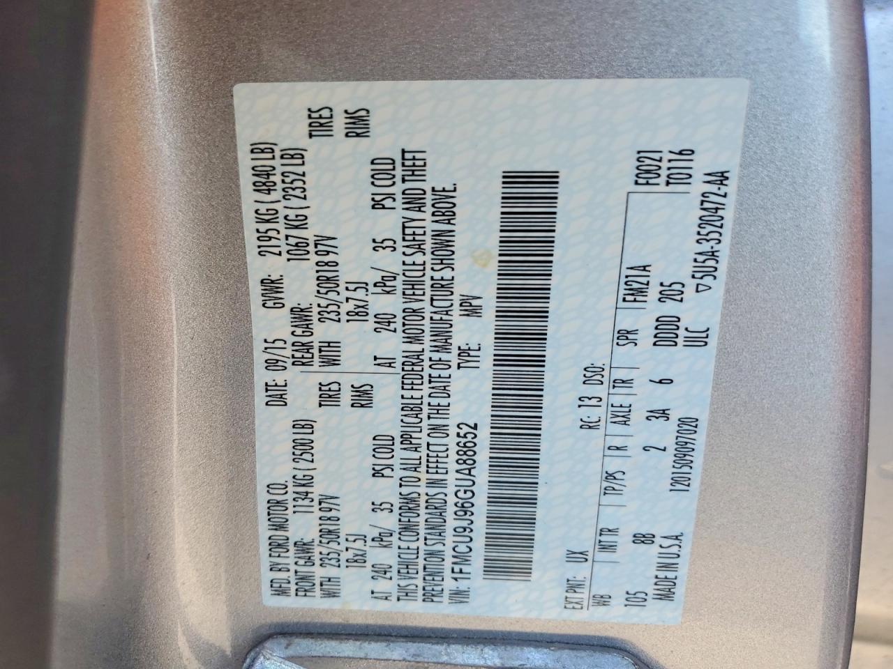2016 FORD ESCAPE TITANIUM photo 37