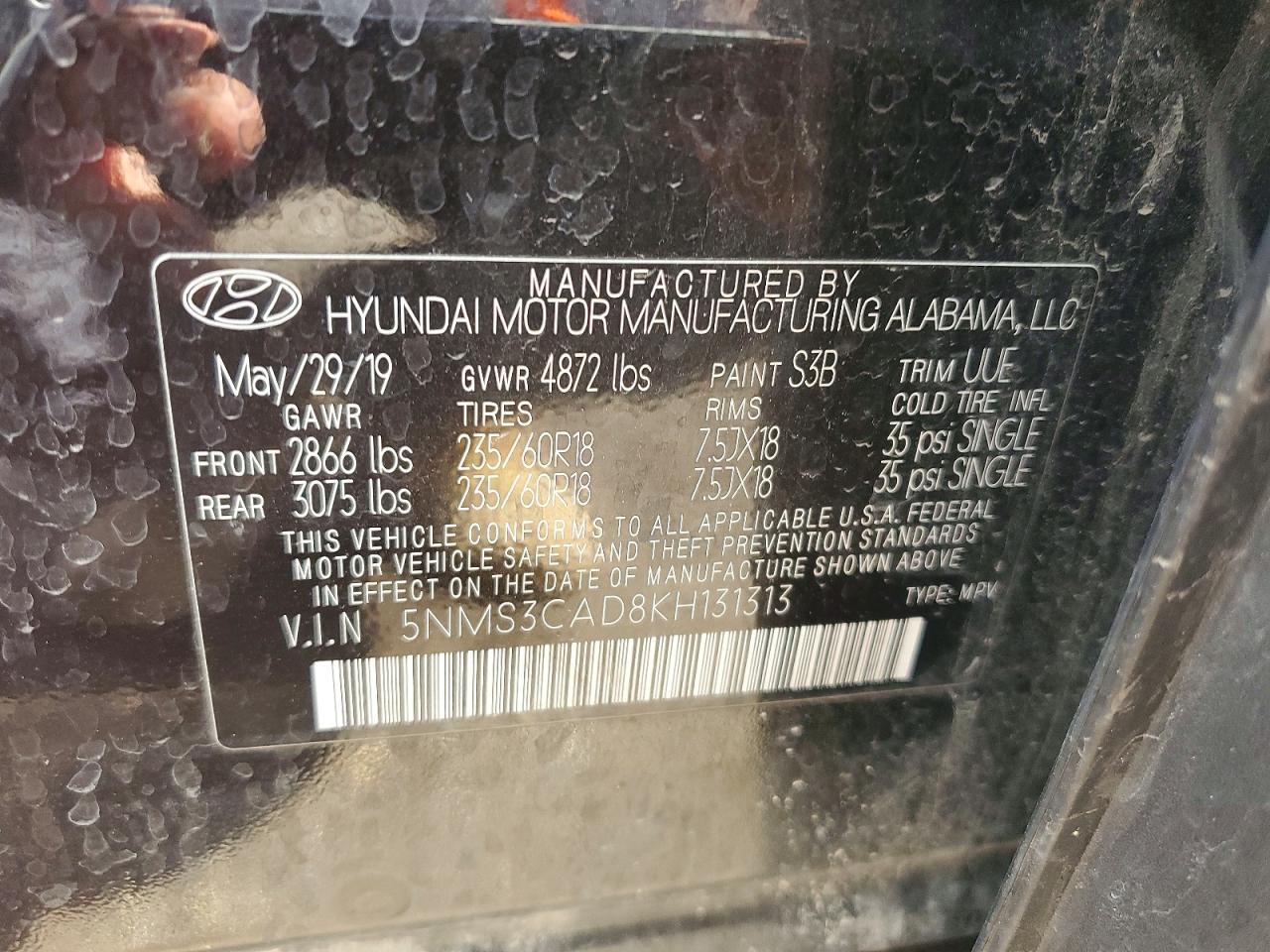 2019 HYUNDAI SANTA FE SEL PLUS 2.4L photo 37