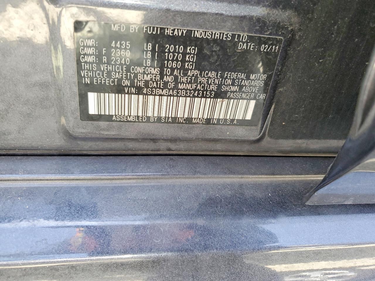 2011 SUBARU LEGACY 2.5I photo 34