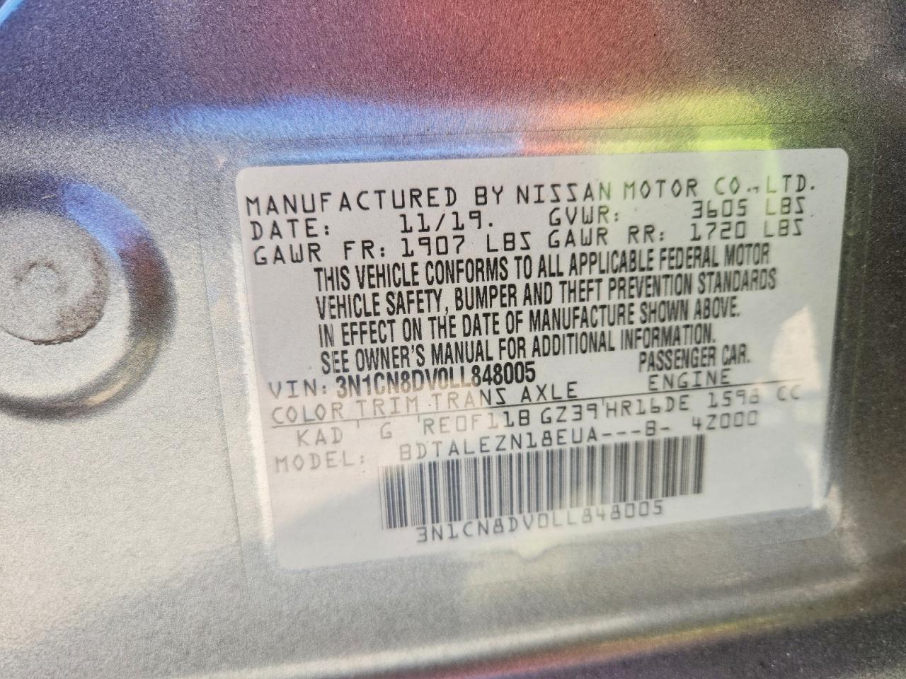 2020 NISSAN VERSA S photo 34
