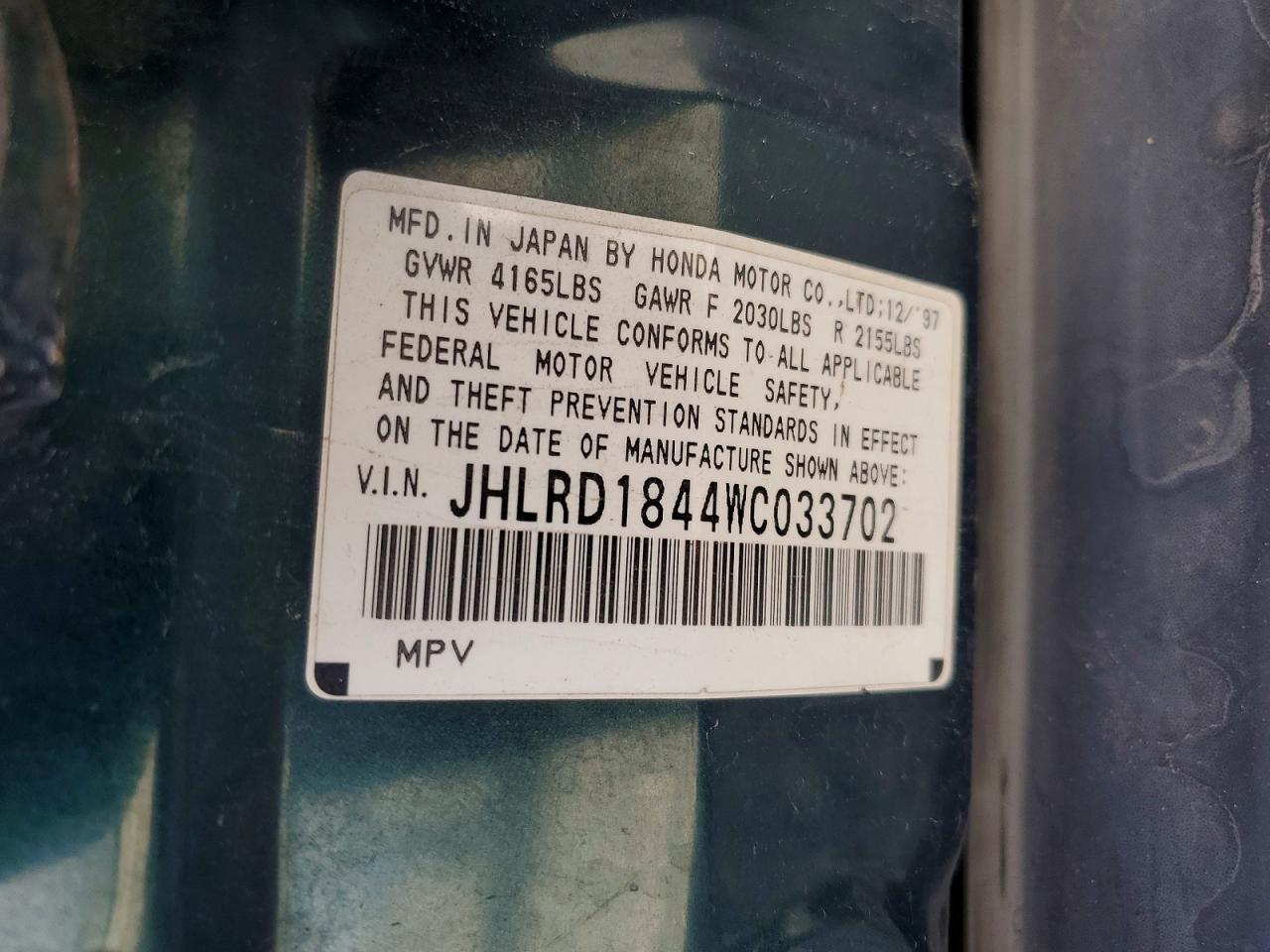 1998 HONDA CR-V LX photo 12