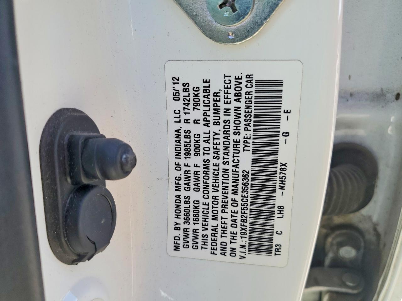 2012 HONDA CIVIC photo 12
