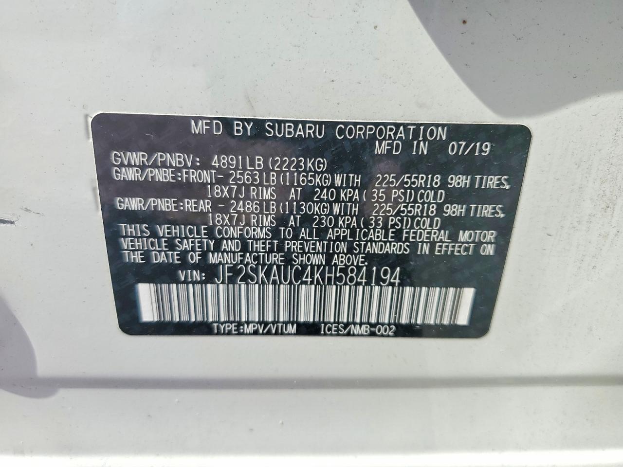 2019 SUBARU FORESTER LIMITED photo 12