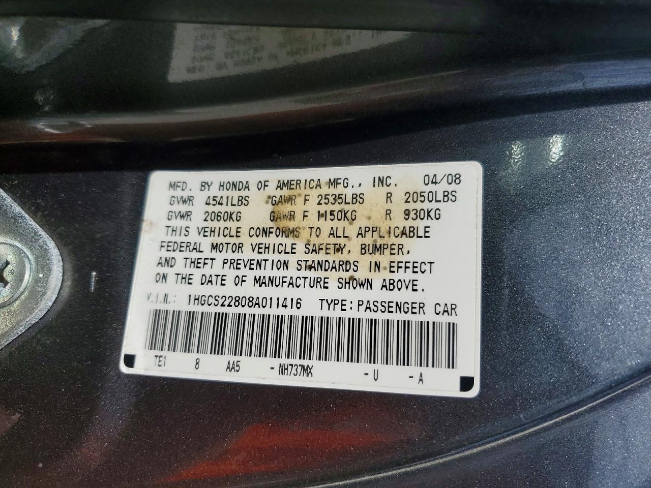 2008 HONDA ACCORD EXL photo 37