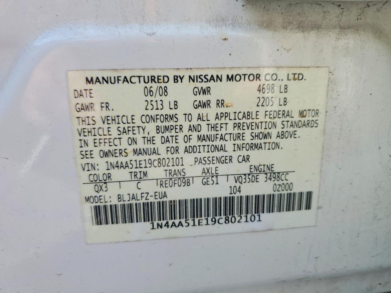 2009 NISSAN MAXIMA 3.5 S photo 12