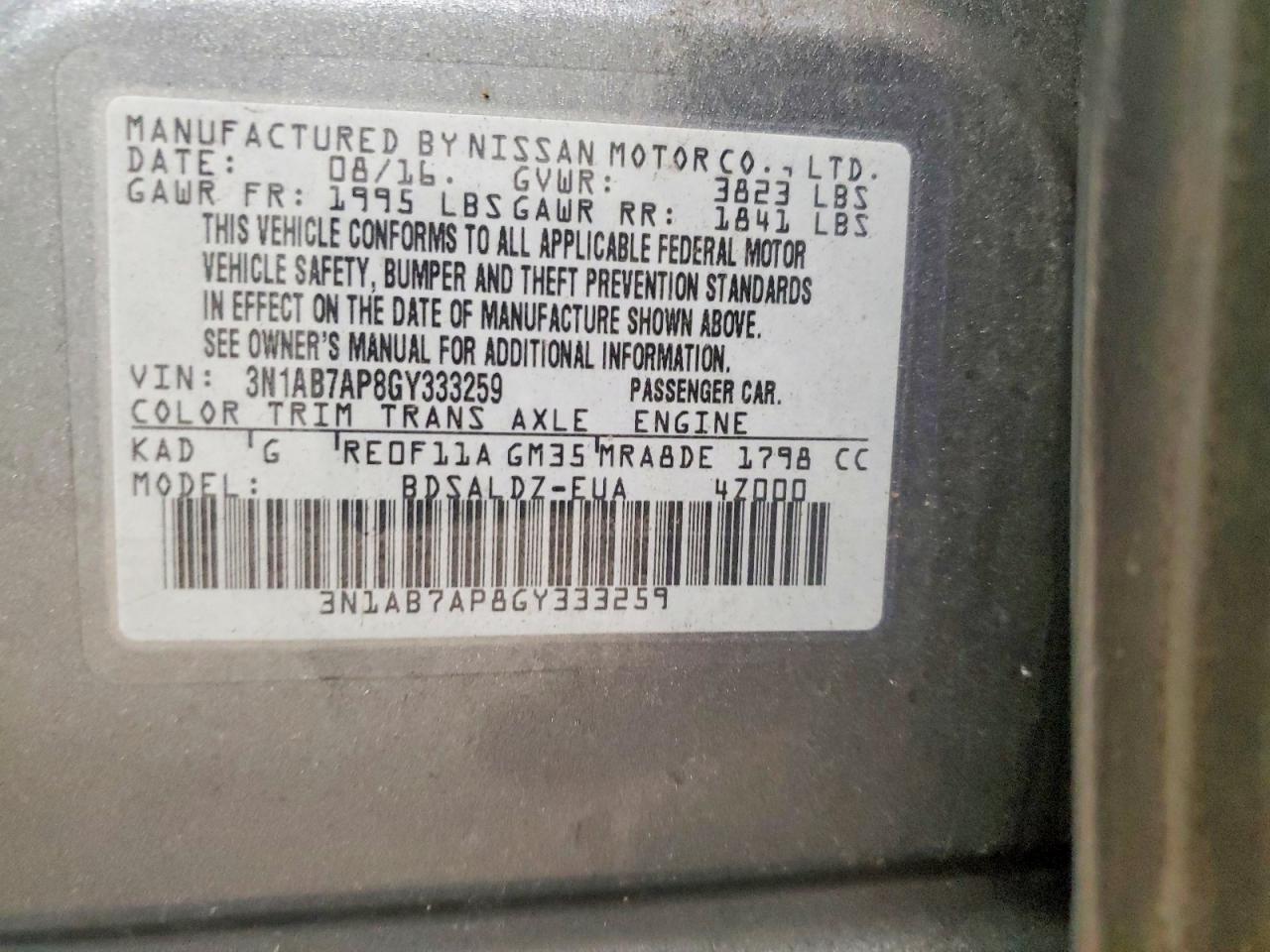 2016 NISSAN SENTRA SV photo 34