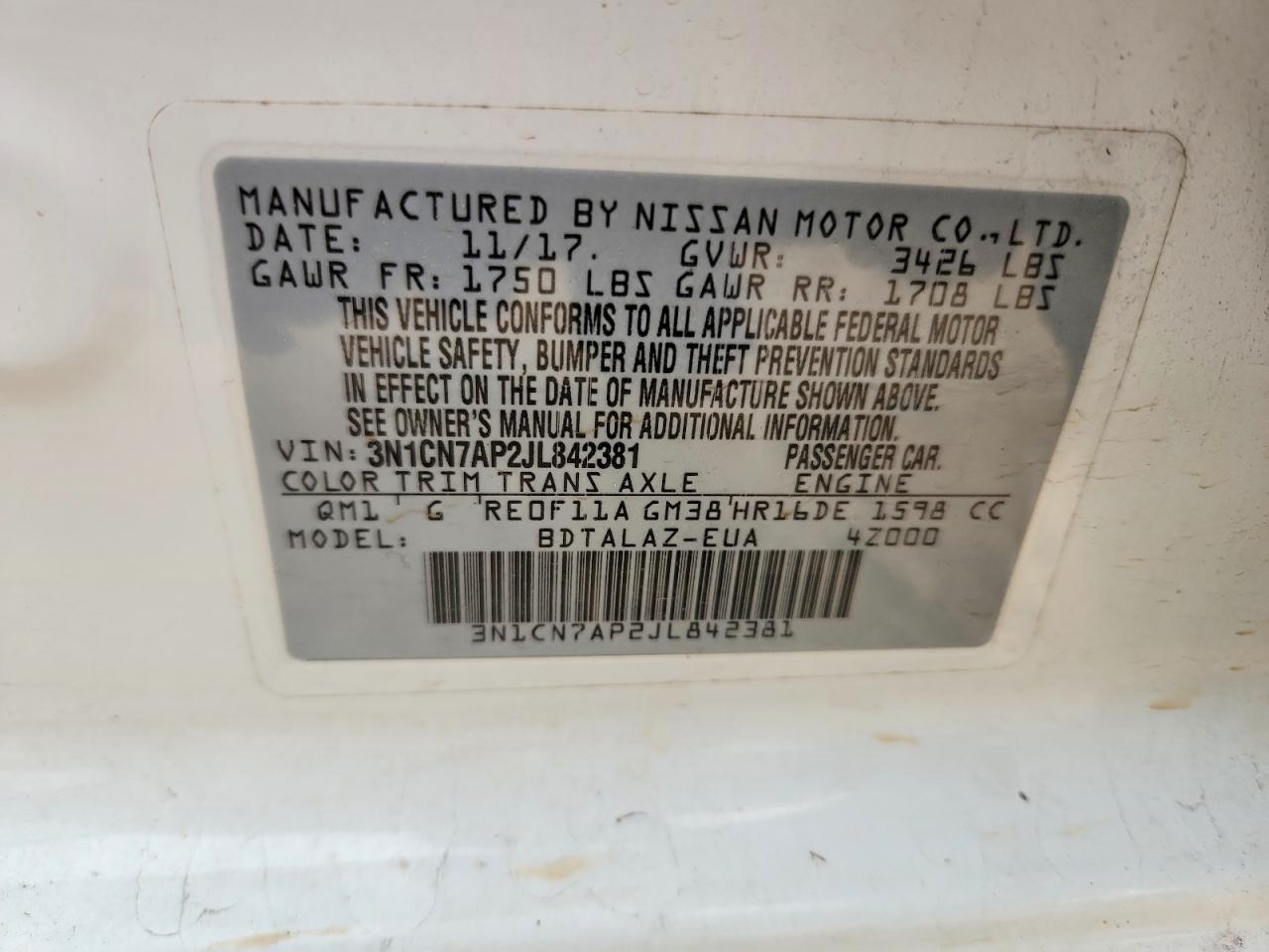 2018 NISSAN VERSA S PLUS photo 25