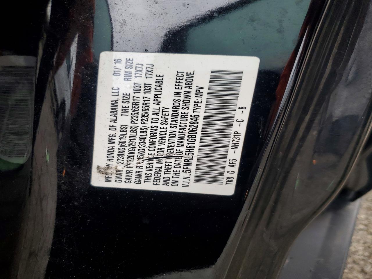 2016 HONDA ODYSSEY EXL photo 13