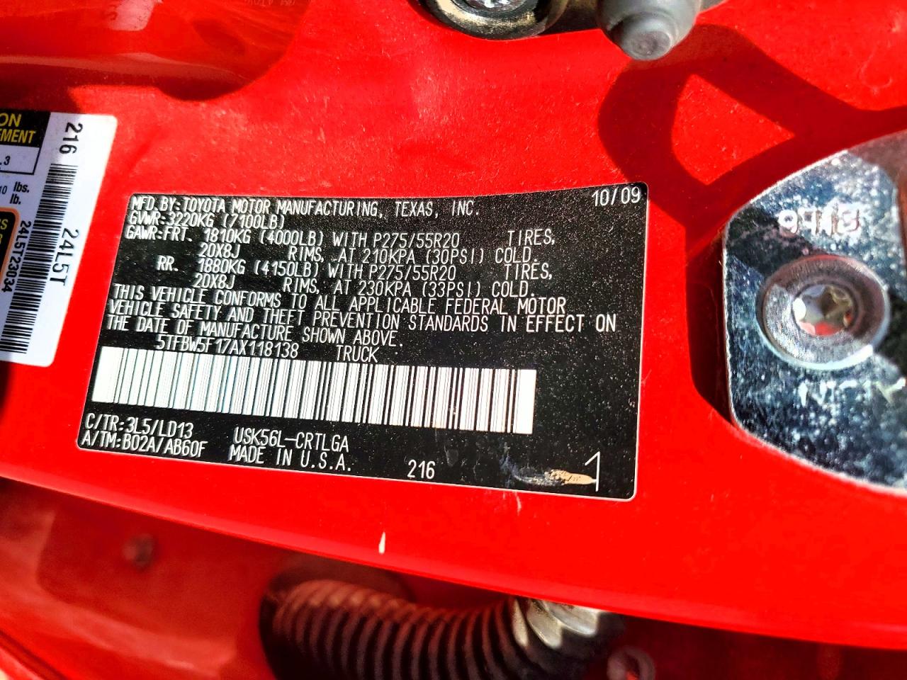 2010 TOYOTA TUNDRA LIMITED photo 12