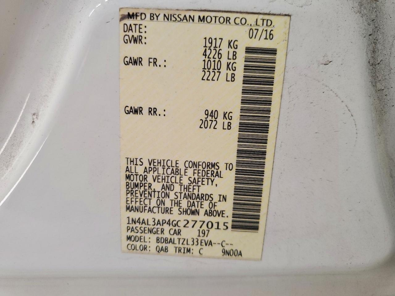 2016 NISSAN ALTIMA 2.5 SL photo 12