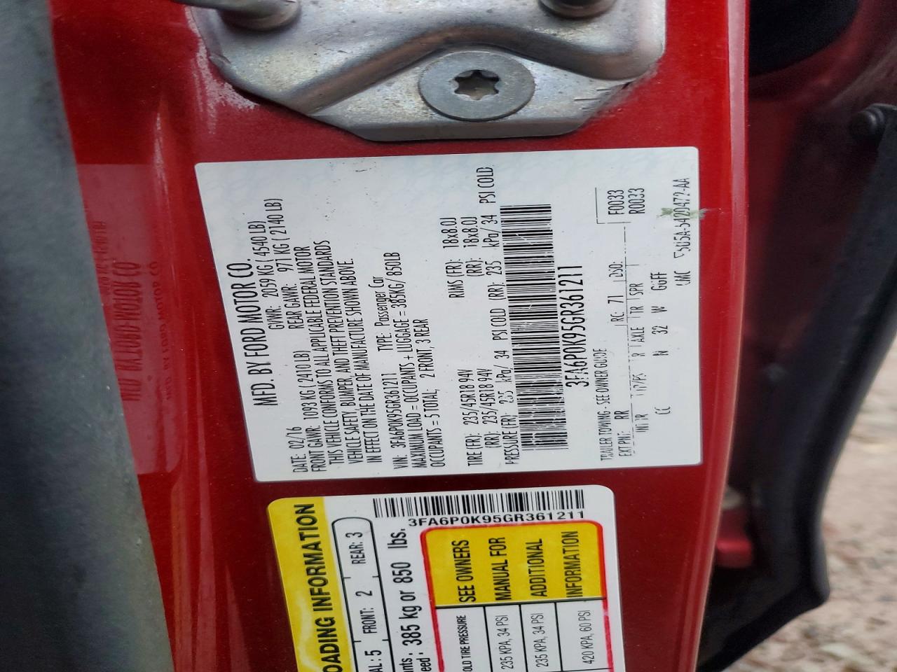 2016 FORD FUSION TITANIUM photo 23