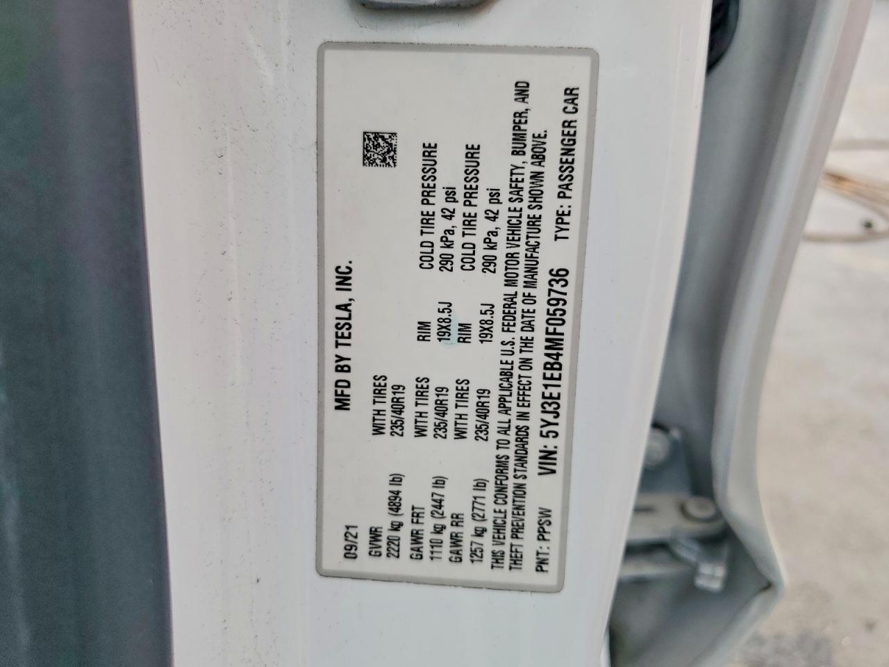 2021 TESLA MODEL 3 photo 13