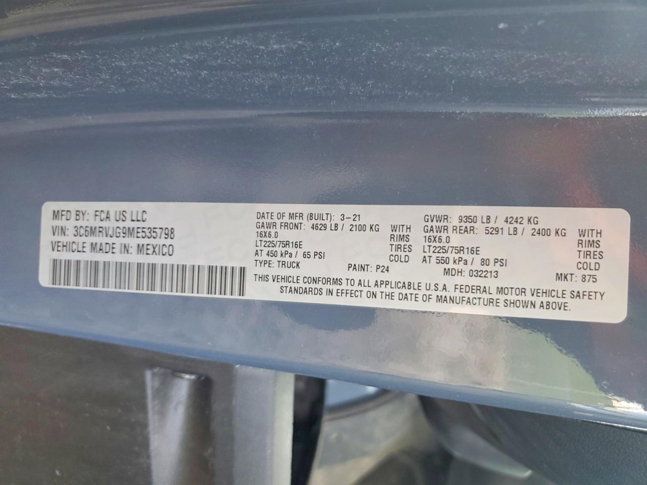 2021 RAM PROMASTER 3500 DELIVERY VAN photo 27