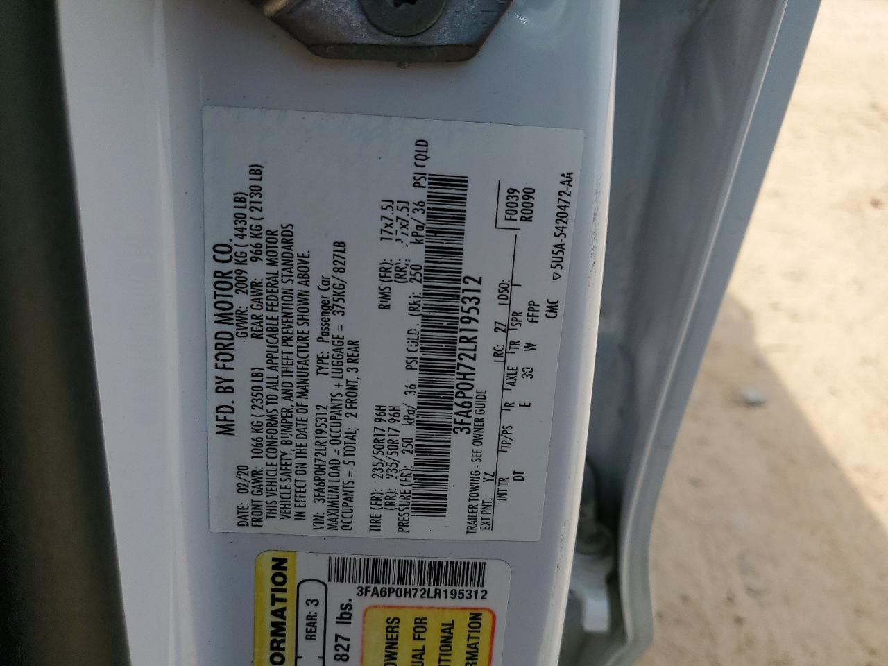 2020 FORD FUSION SE photo 23