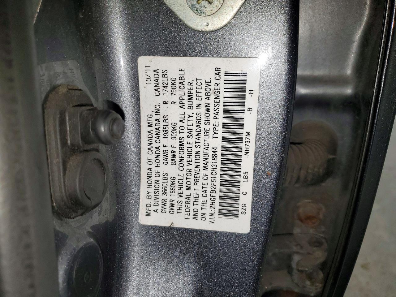 2012 HONDA CIVIC LX photo 13