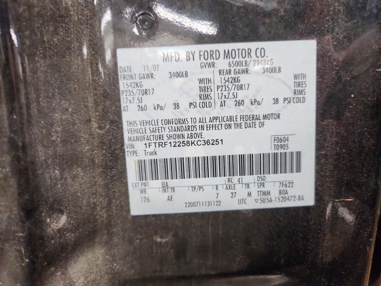 2008 FORD F150 photo 12