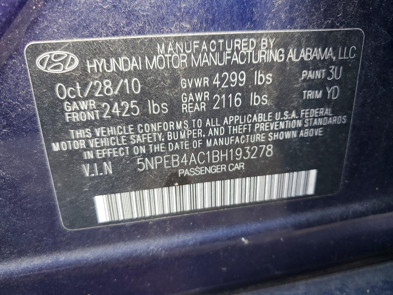 2011 HYUNDAI SONATA photo 34