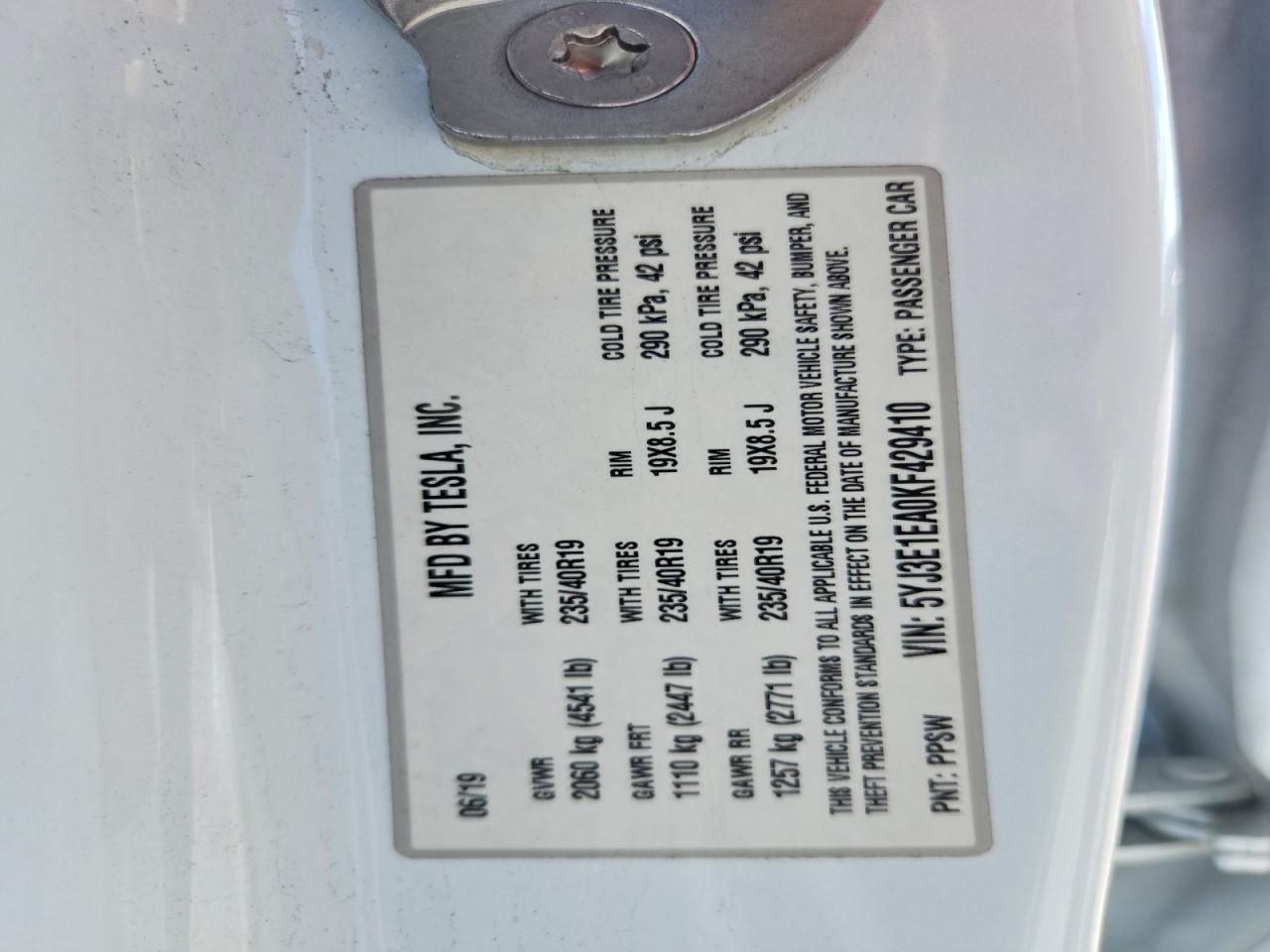2019 TESLA MODEL 3 photo 34