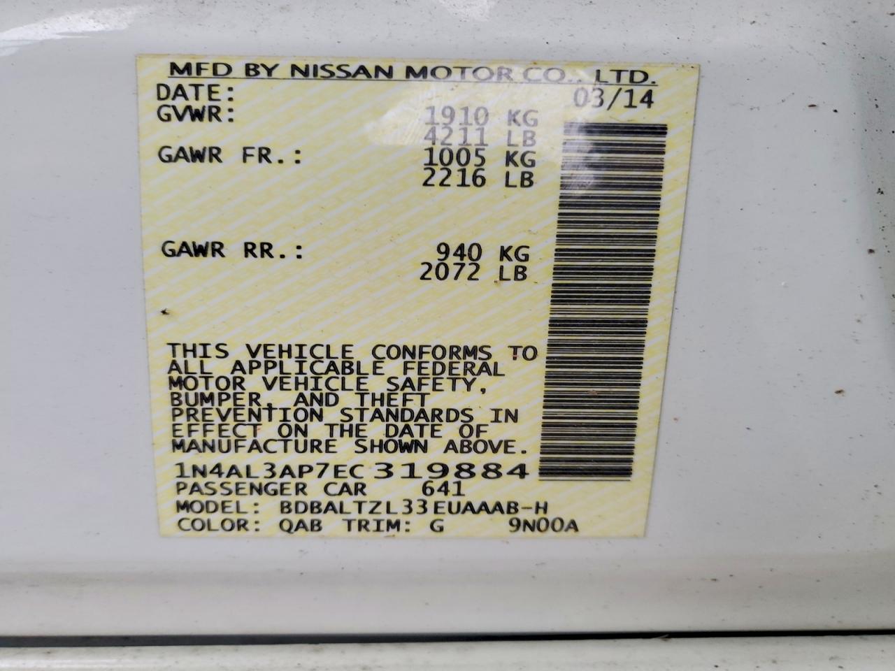 2014 NISSAN ALTIMA 2.5 SV photo 34