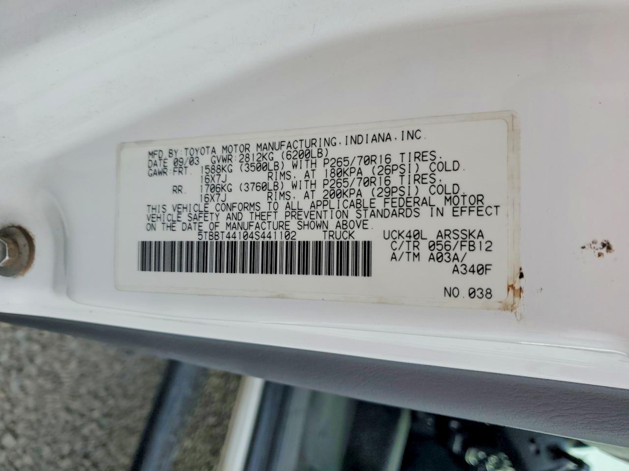 2004 TOYOTA TUNDRA SR5 photo 23