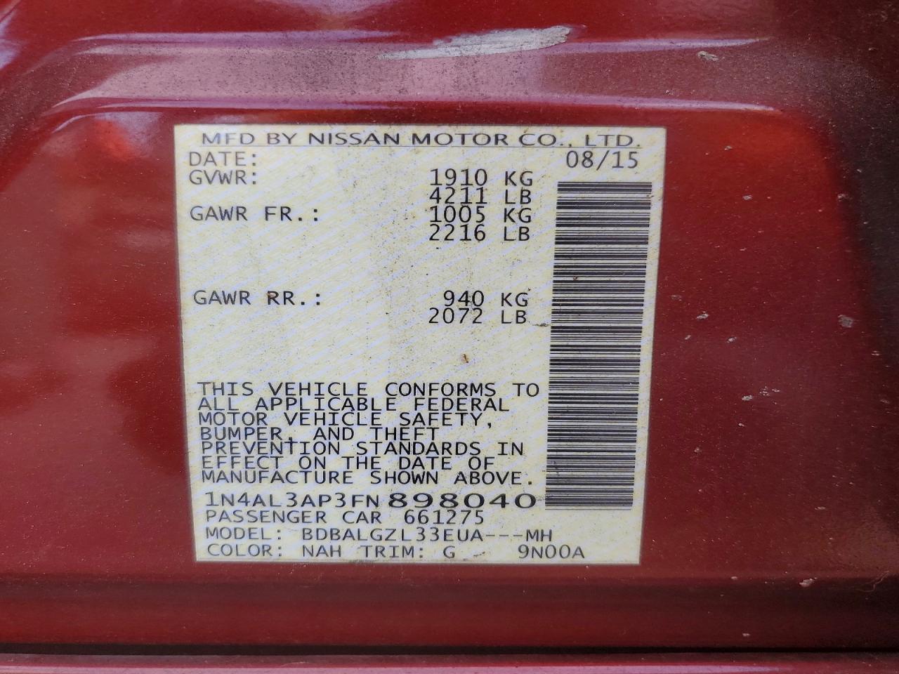 2015 NISSAN ALTIMA 2.5 S photo 23
