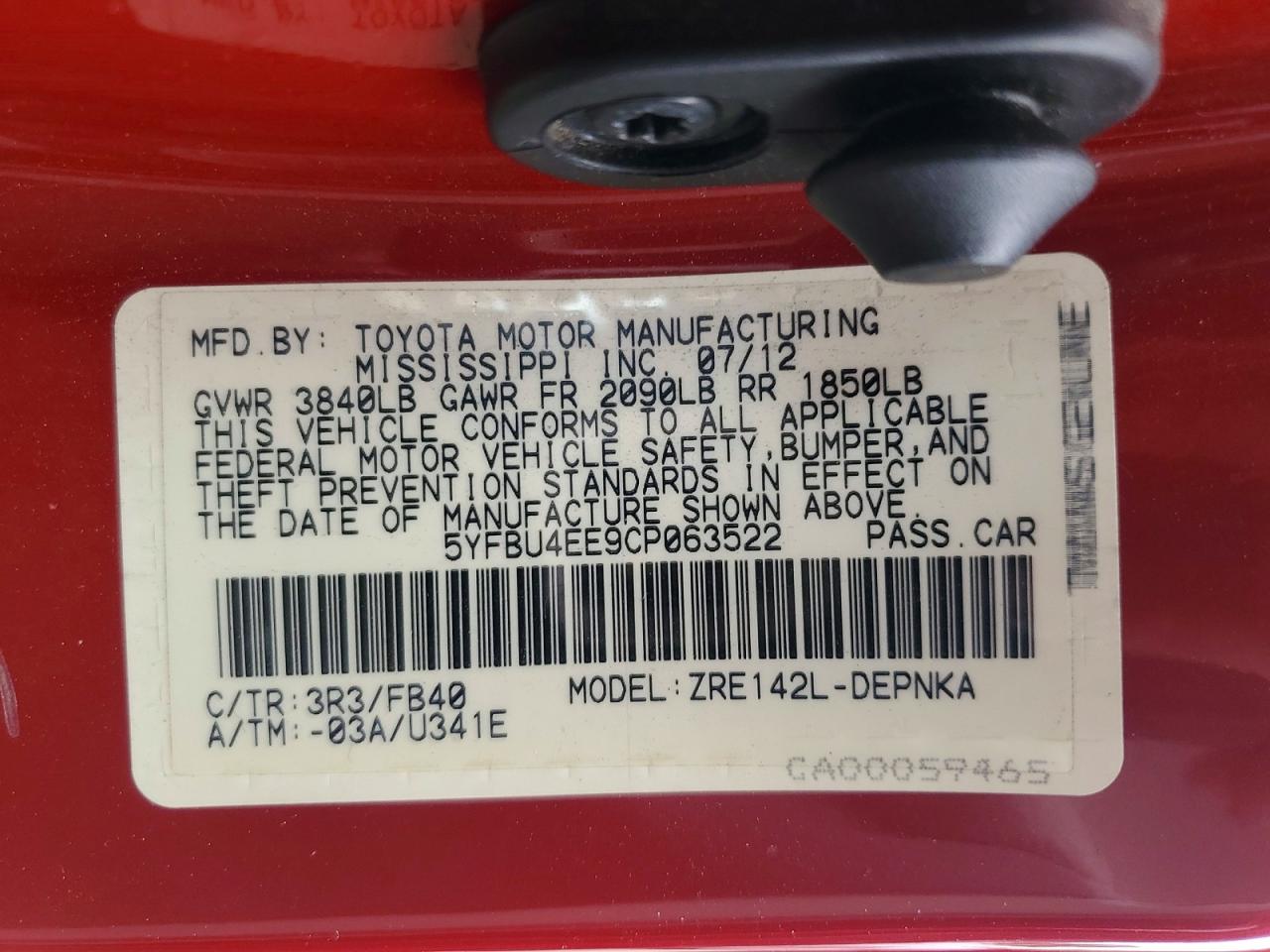2012 TOYOTA COROLLA LE photo 34