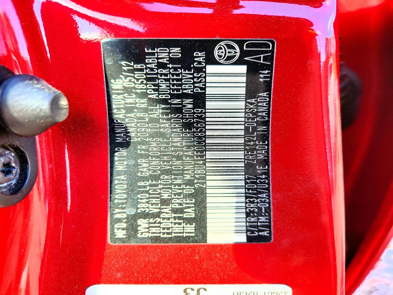 2012 TOYOTA COROLLA S photo 12