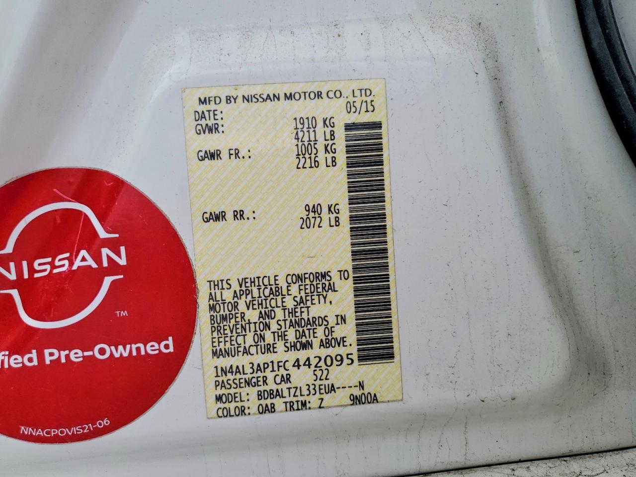 2015 NISSAN ALTIMA 2.5 SL photo 34