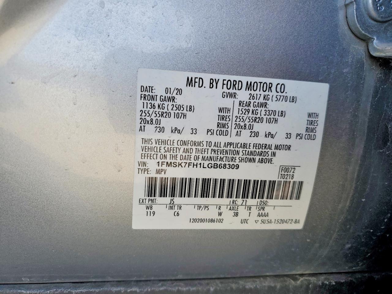 2020 FORD EXPLORER LIMITED photo 25