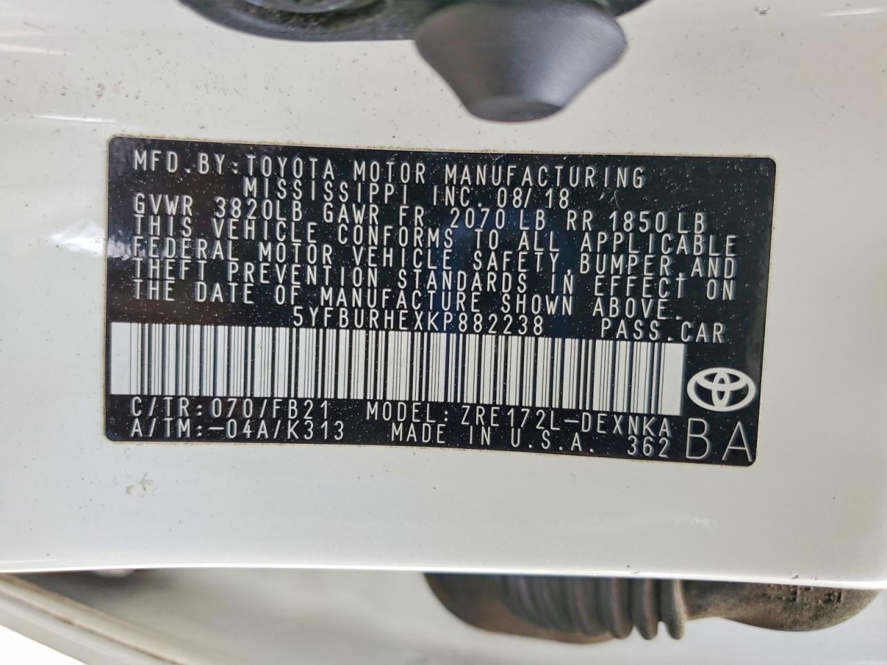 2019 TOYOTA COROLLA LE photo 25