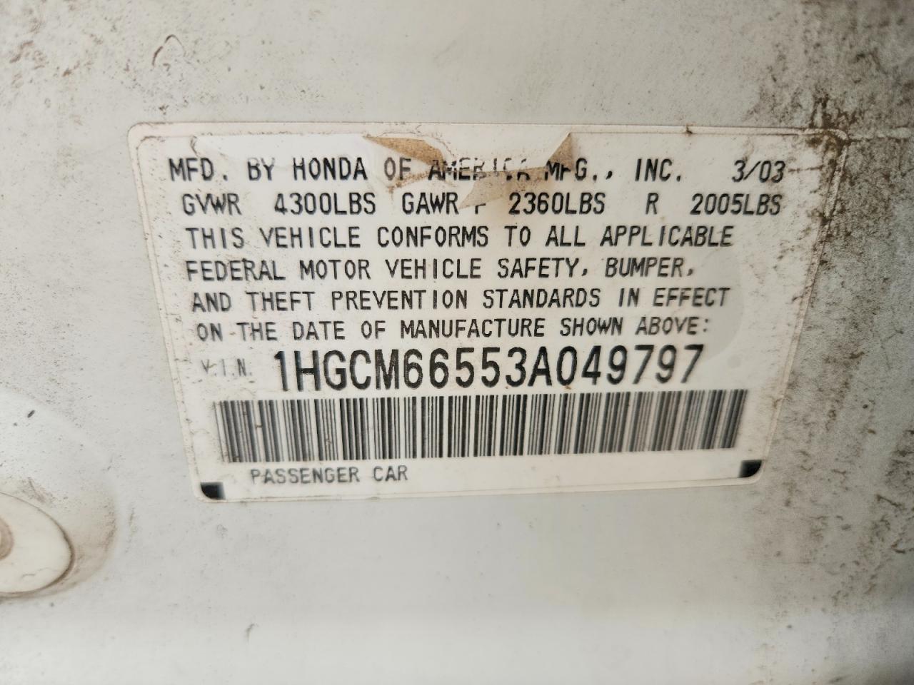 2003 HONDA ACCORD EX photo 34