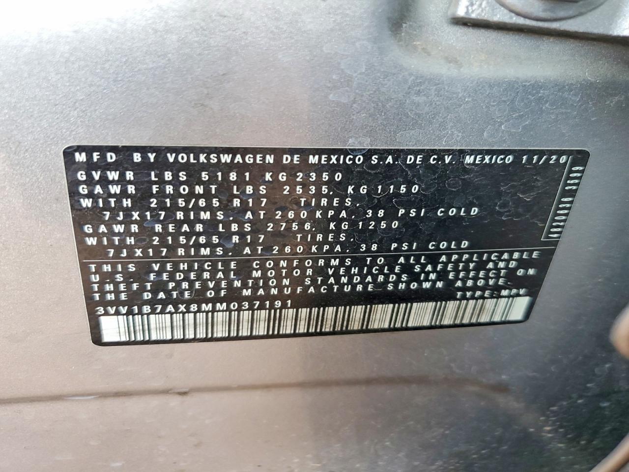 2021 VOLKSWAGEN TIGUAN S photo 14