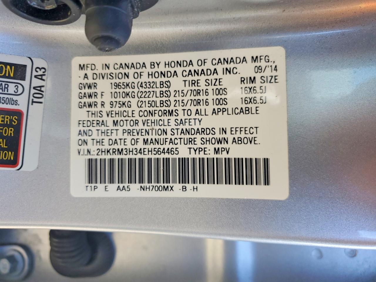 2014 HONDA CR-V LX photo 12
