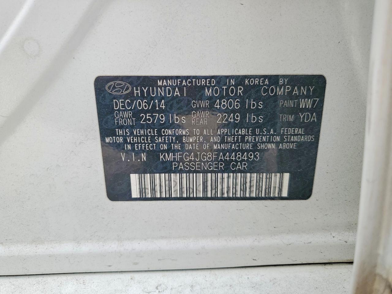 2015 HYUNDAI AZERA BASE photo 34