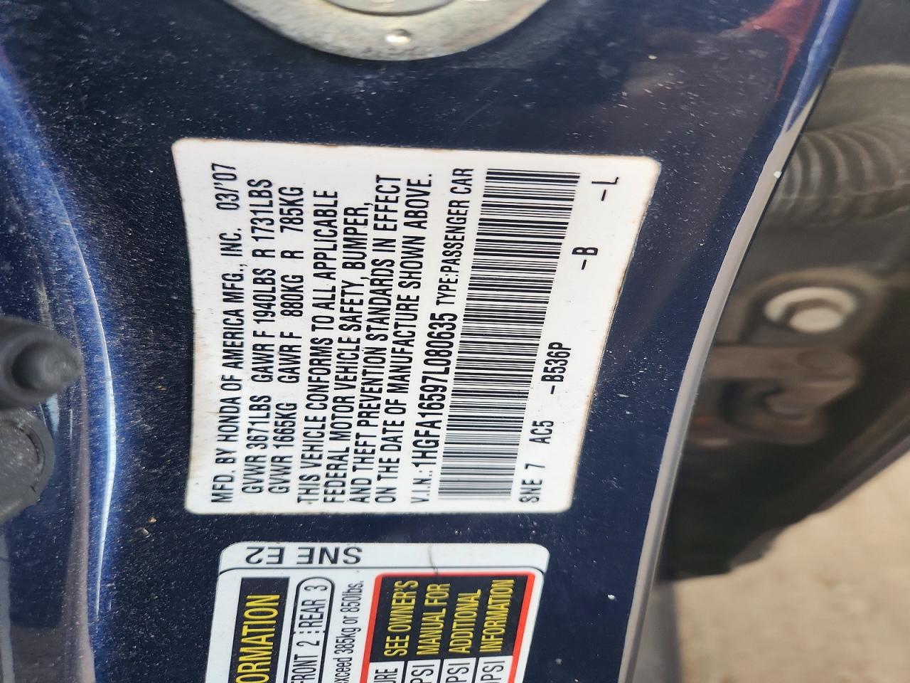 2007 HONDA CIVIC LX photo 34