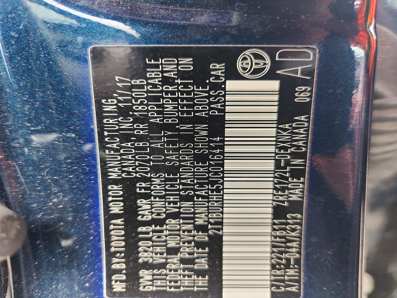 2018 TOYOTA COROLLA LE photo 12