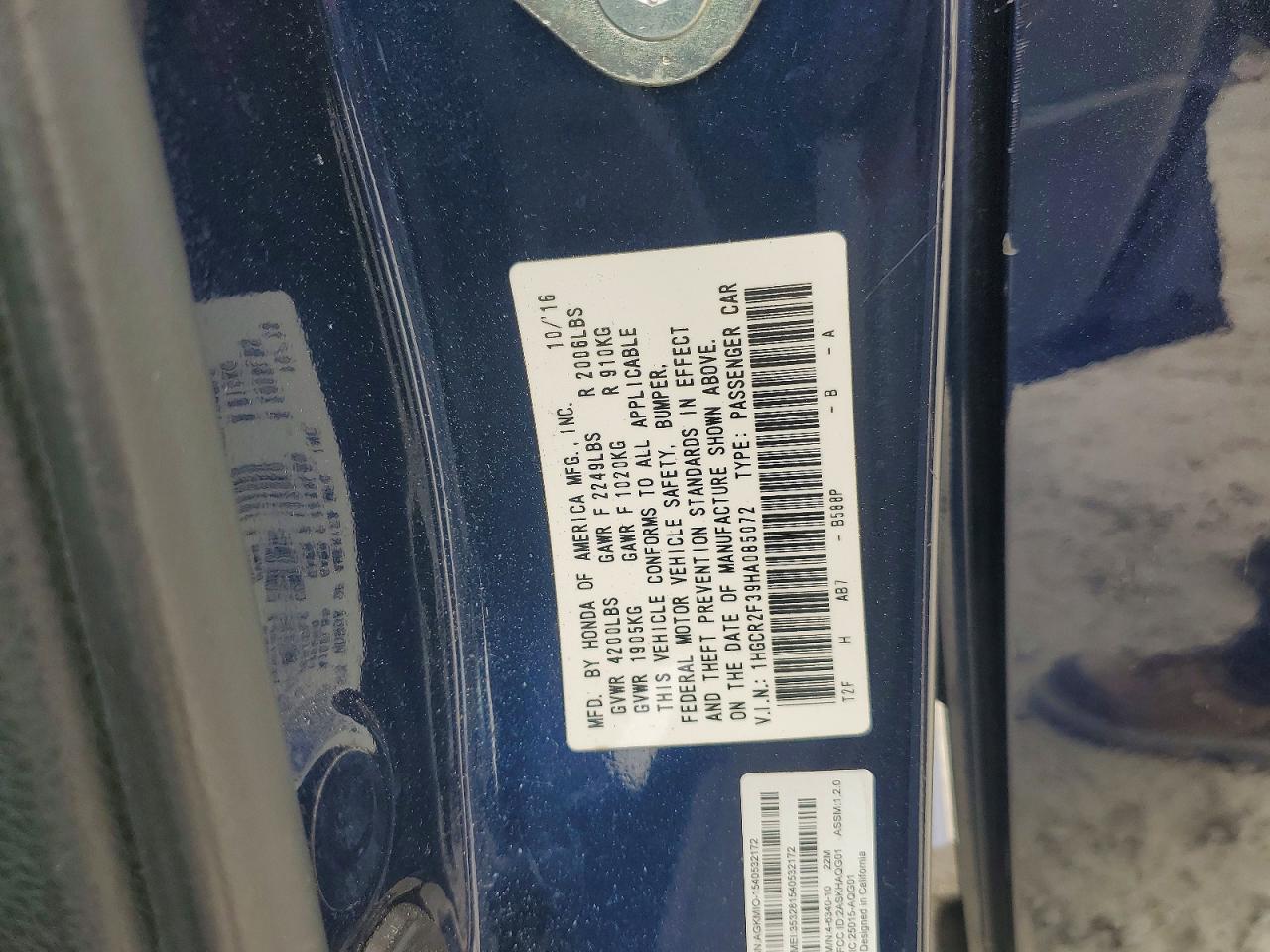 2017 HONDA ACCORD LX photo 37